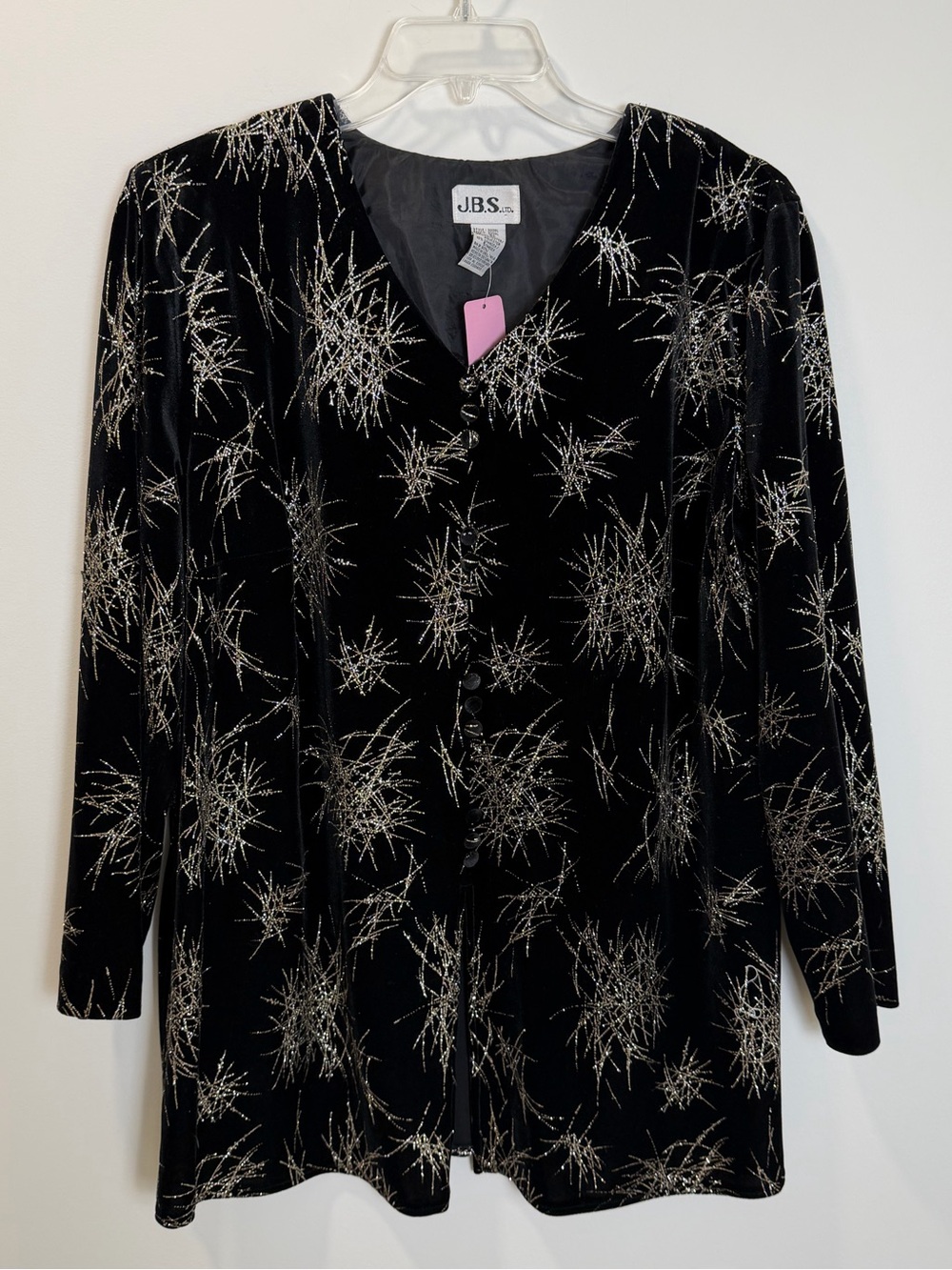 J.B.S. Ltd Black Velvet Glitter Evening Top Size 16W